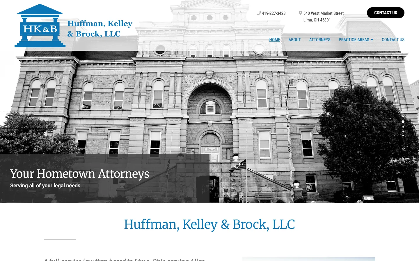 Screenshot of the Huffman, Kelley, Brock & Gottschalk, LLC website