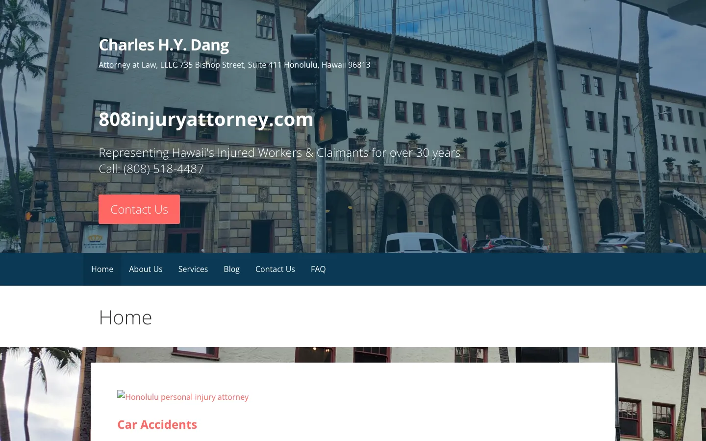 Screenshot of the Charles H.Y. Dang, Attorney at Law, LLLC website