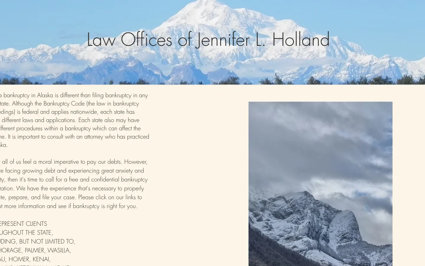 Screenshot of the Law Offices of Jennifer L. Holland website
