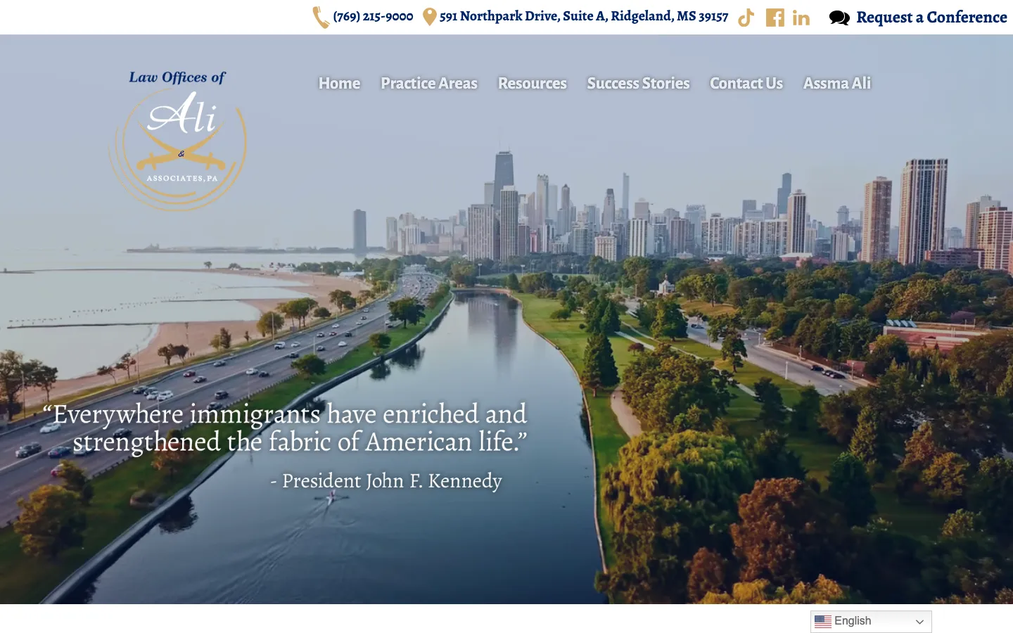Screenshot of the Ali & Associates, P.A. website