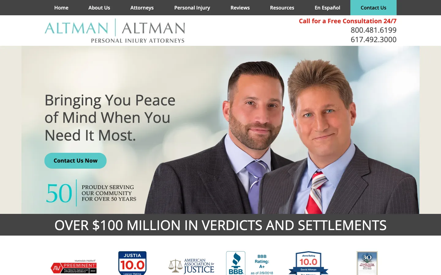 Screenshot of the Altman & Altman LLP website