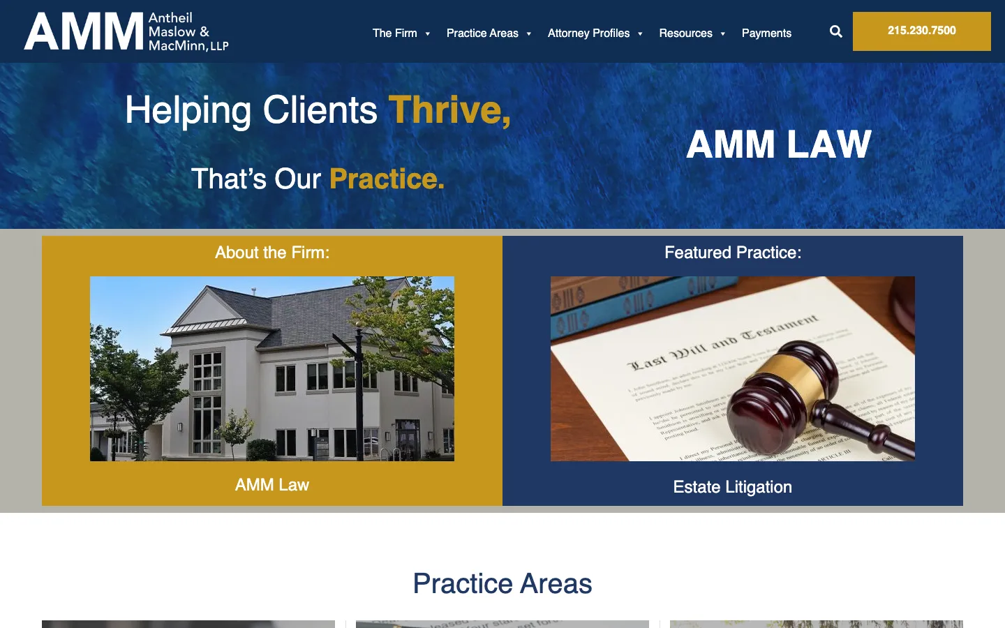 Screenshot of the Antheil Maslow & MacMinn, LLP website