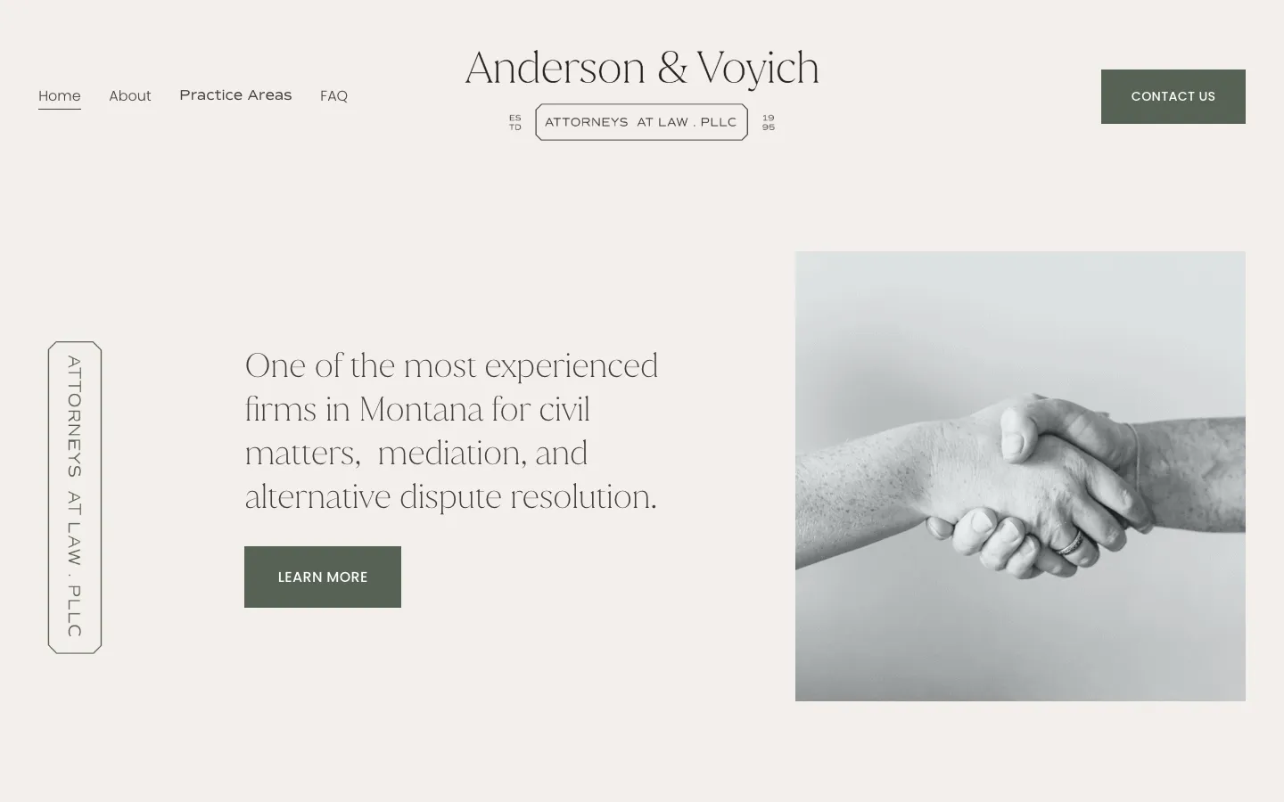 Screenshot of the Anderson & Voyich, Attorneys at Law, PLLC website