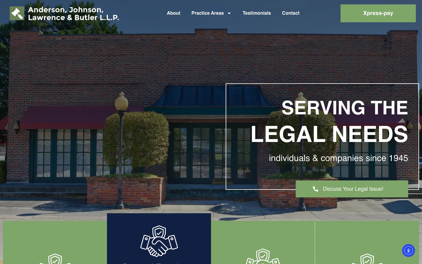 Screenshot of the Anderson, Johnson, Lawrence & Butler, L.L.P. website
