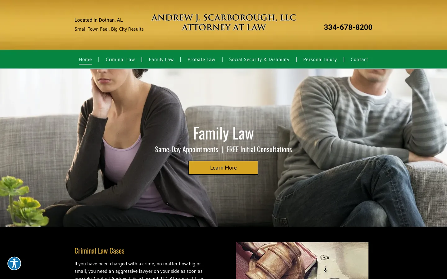 Screenshot of the Andrew J. Scarborough LLC website
