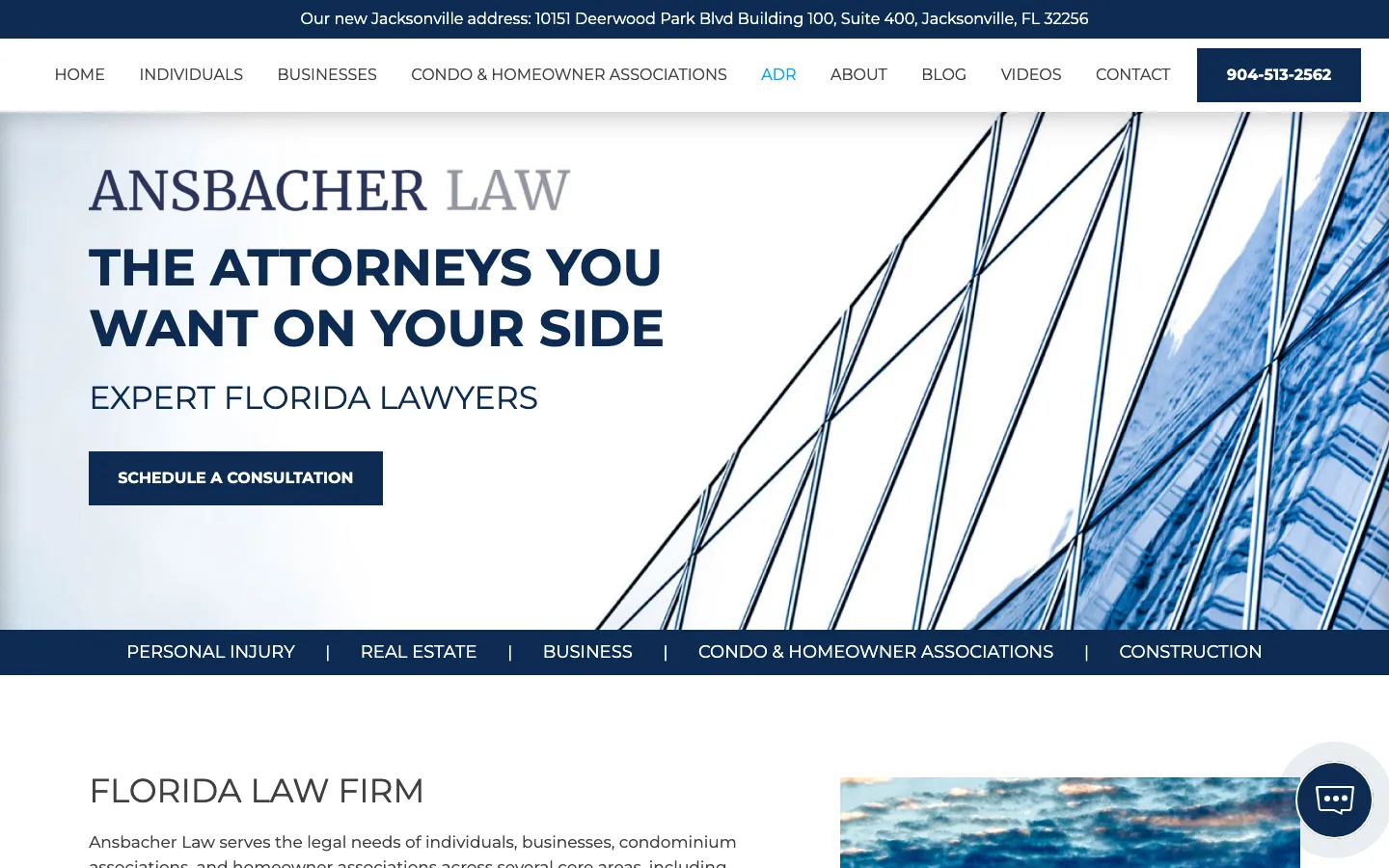 Screenshot of the Ansbacher Law website