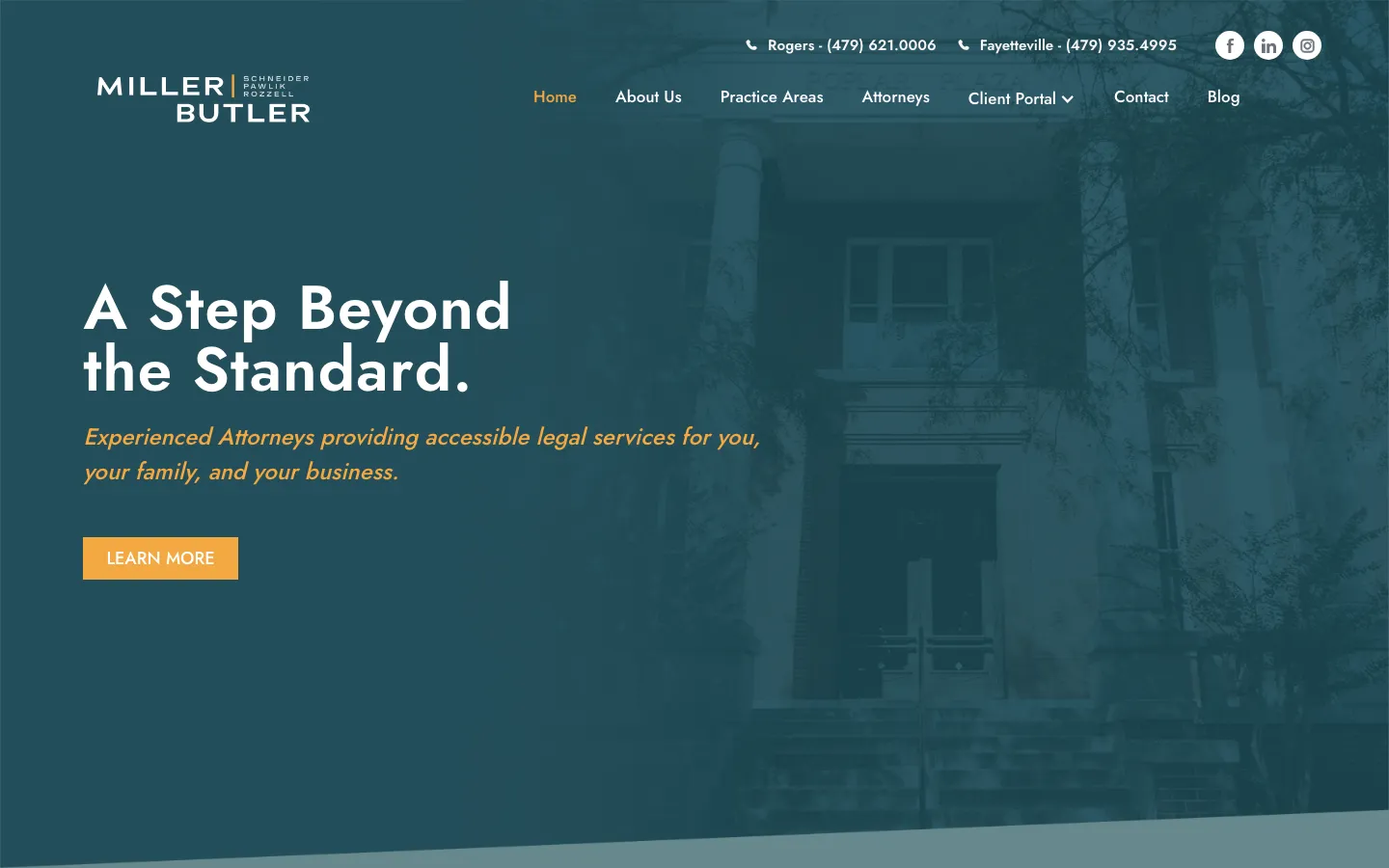 Screenshot of the Miller, Butler, Schneider, Pawlik & Rozzell, PLLC website