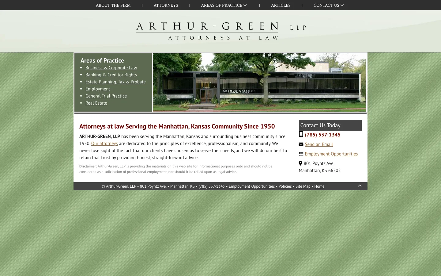 Screenshot of the Arthur-Green, LLP website