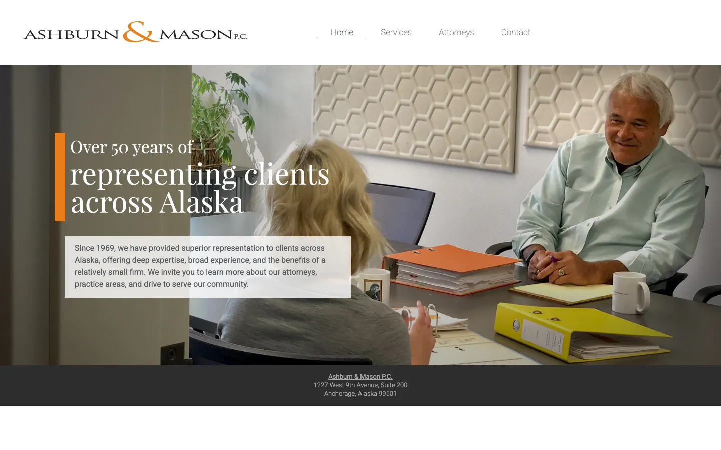 Screenshot of the Ashburn & Mason, P.C. website