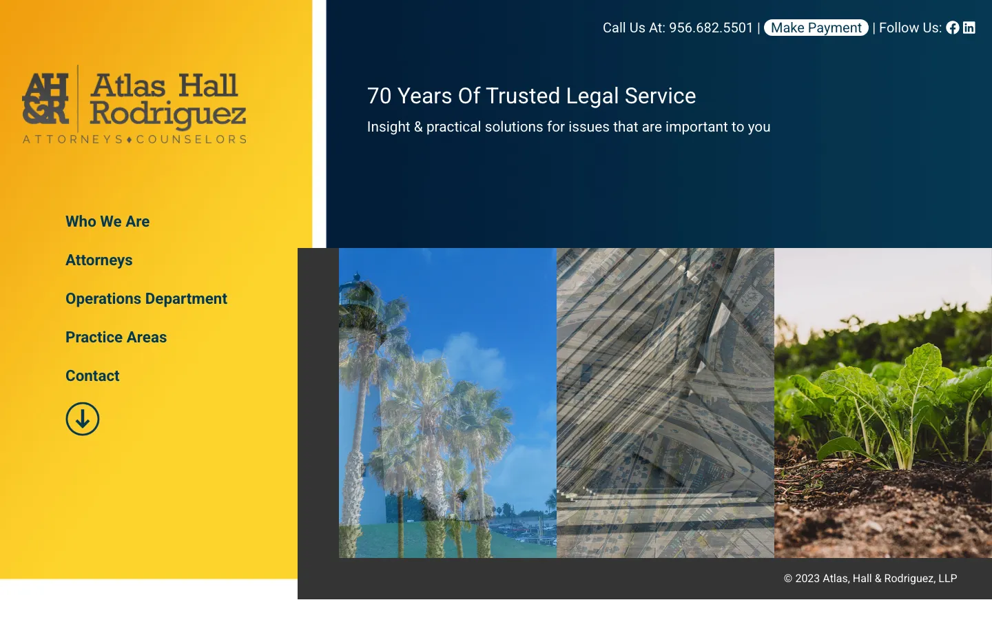 Screenshot of the Atlas, Hall & Rodriguez, LLP website