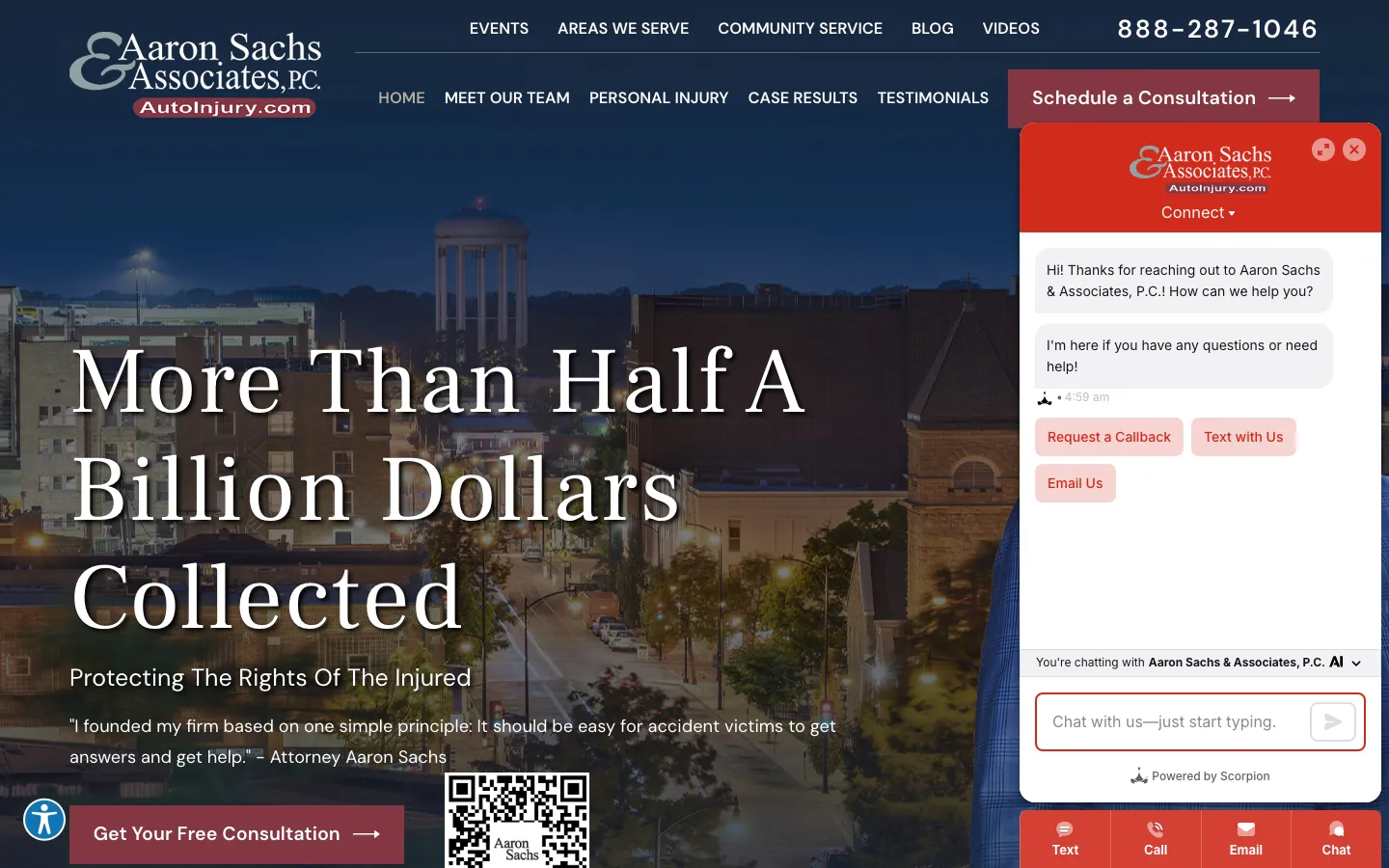 Screenshot of the Aaron Sachs & Associates, P.C. website