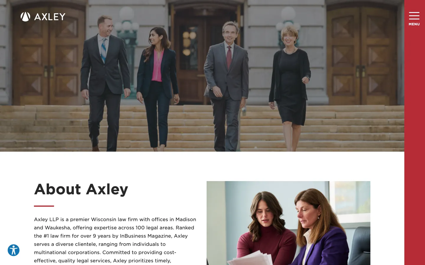 Screenshot of the Axley Brynelson, LLP website