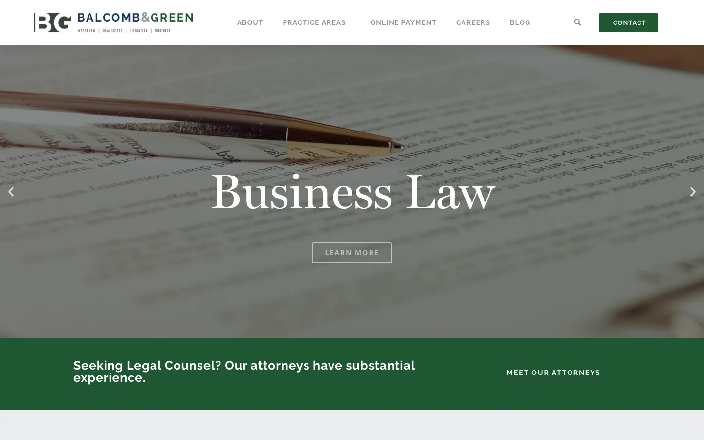 Screenshot of the Balcomb & Green, P.C. website