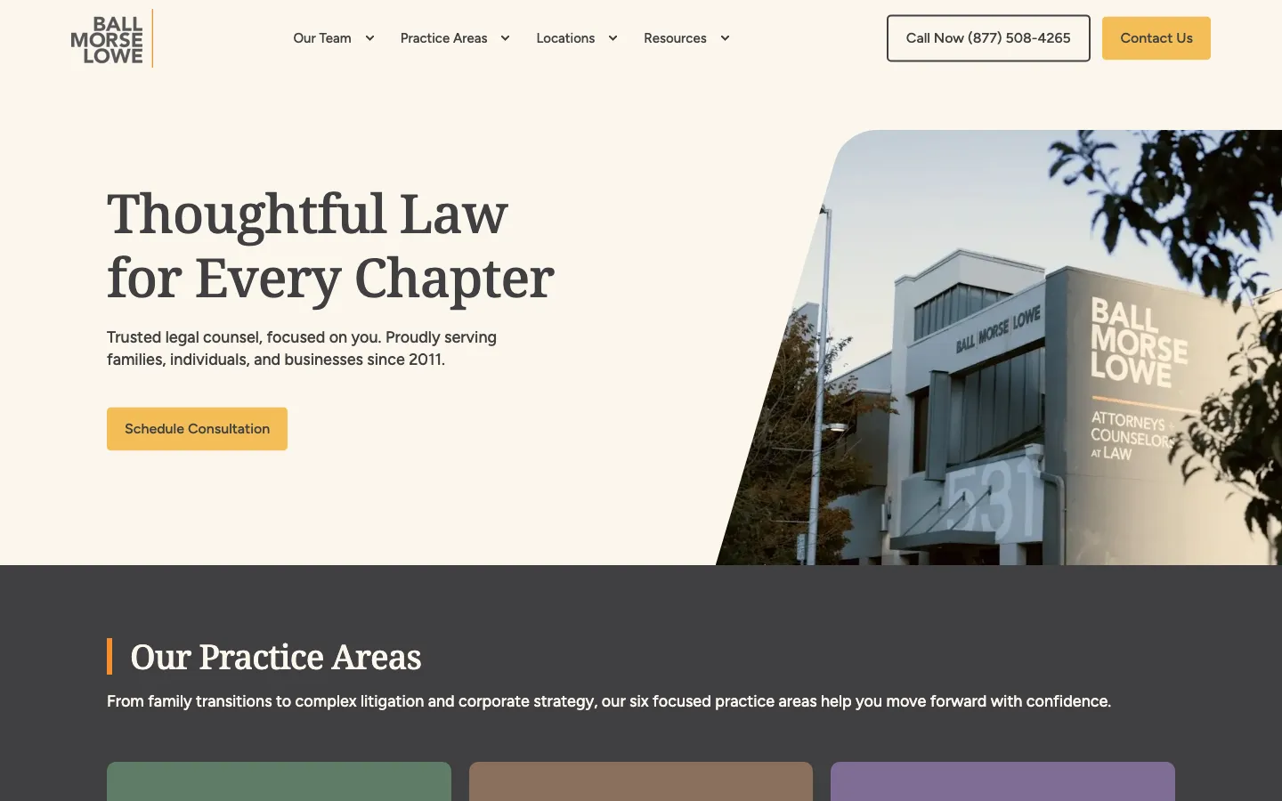 Screenshot of the Ball Morse Lowe, PLLC website