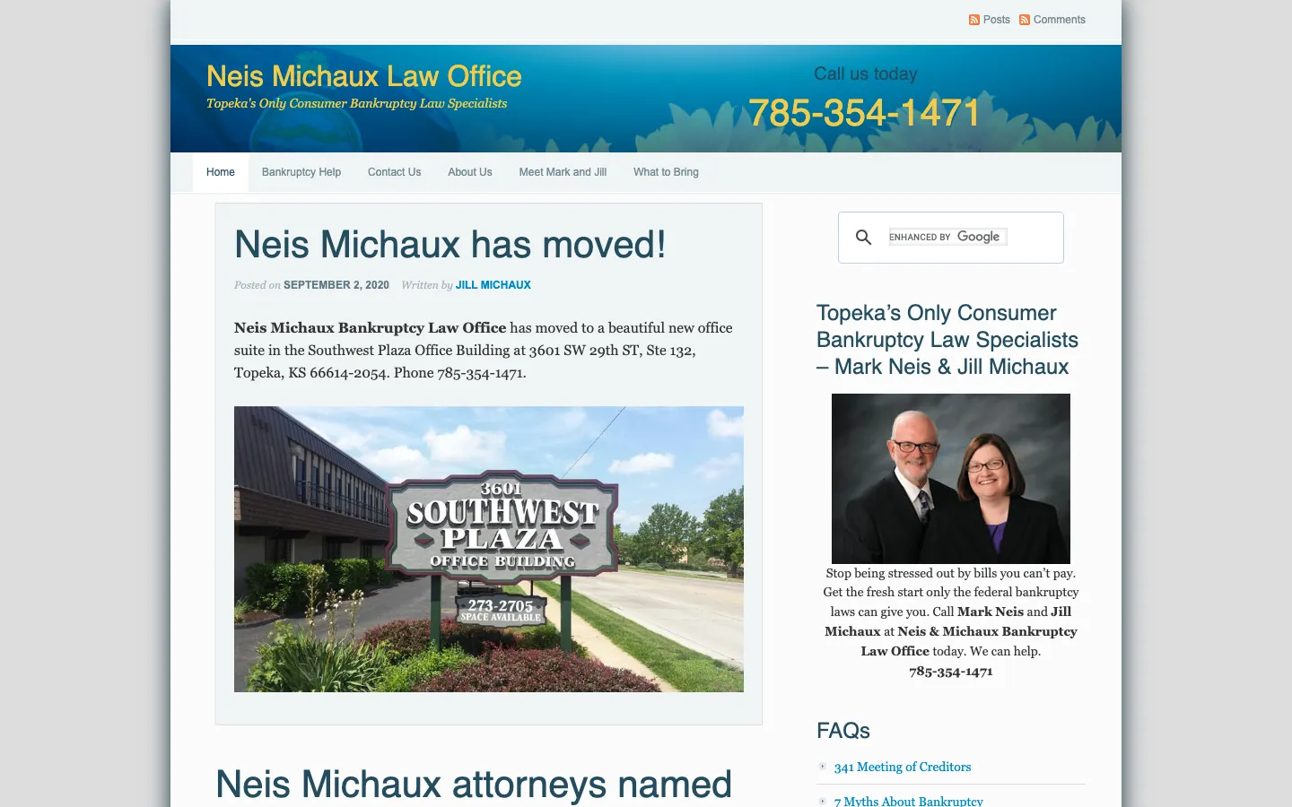 Screenshot of the Neis & Michaux, P.A. website