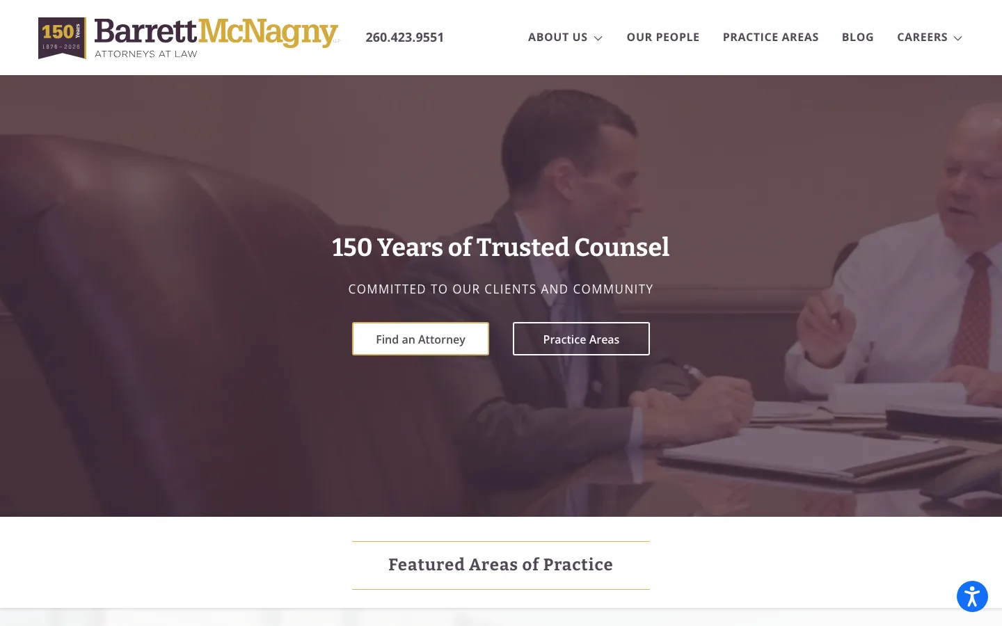 Screenshot of the Barrett McNagny LLP website