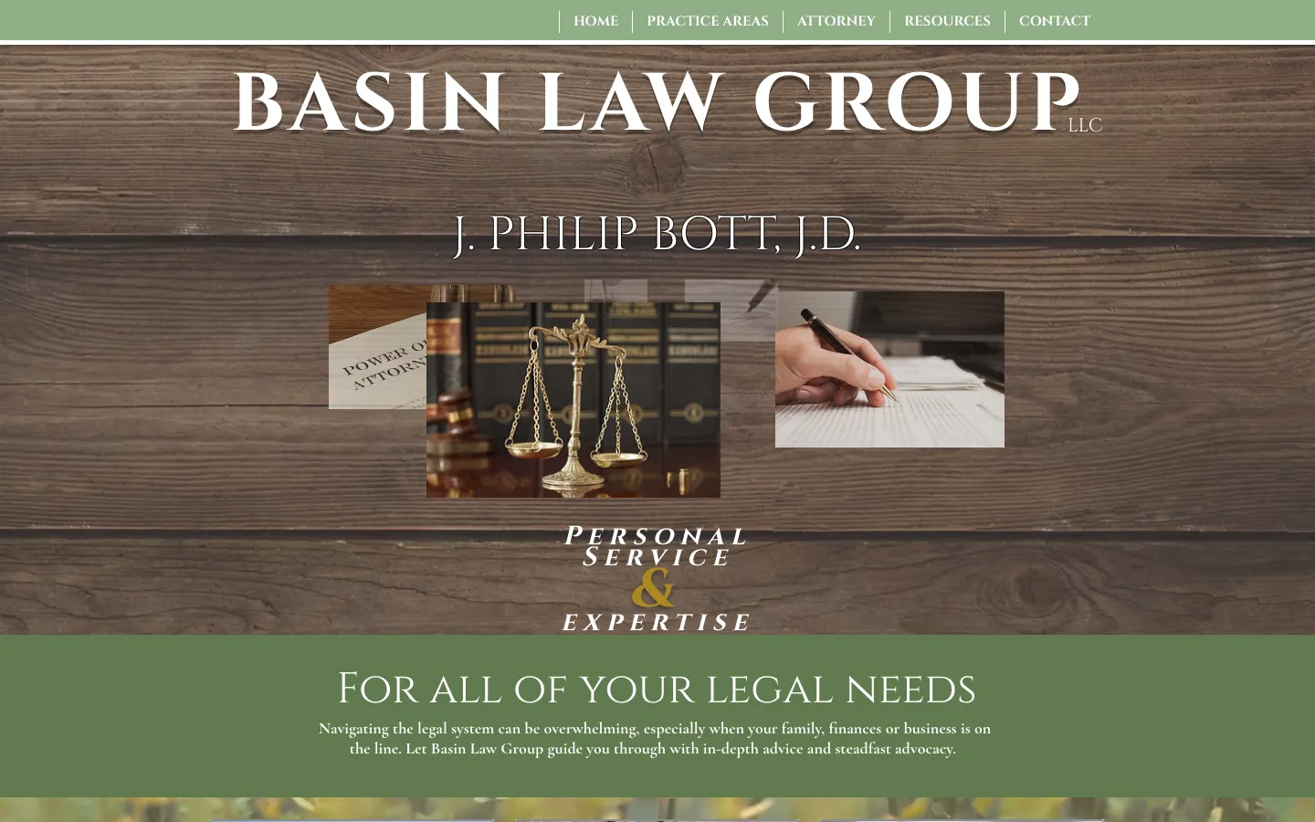 Screenshot of the Basin Law Group LLC website