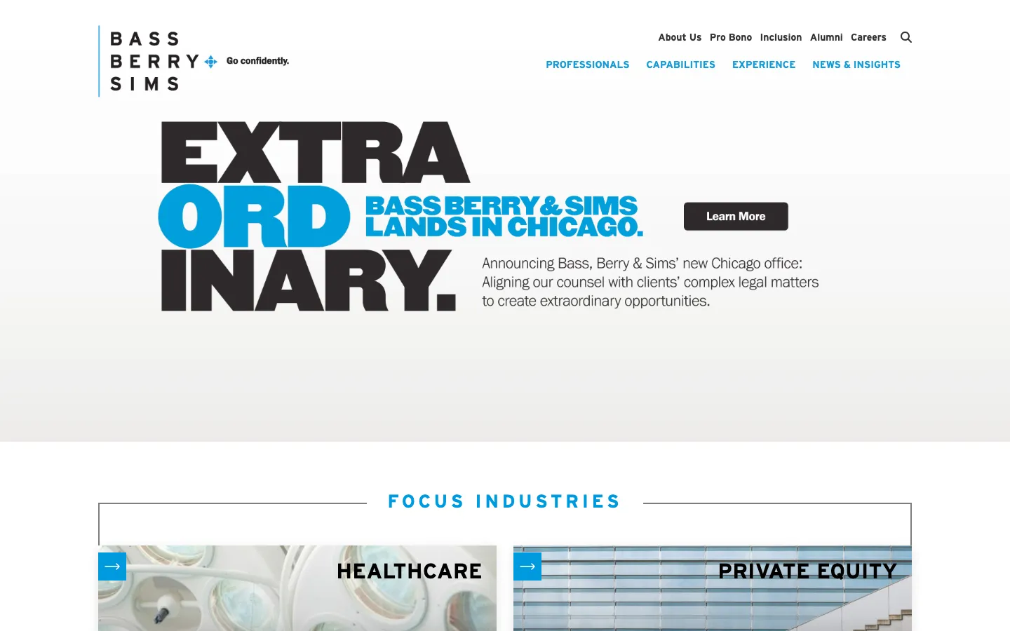 Screenshot of the Bass, Berry & Sims PLC website