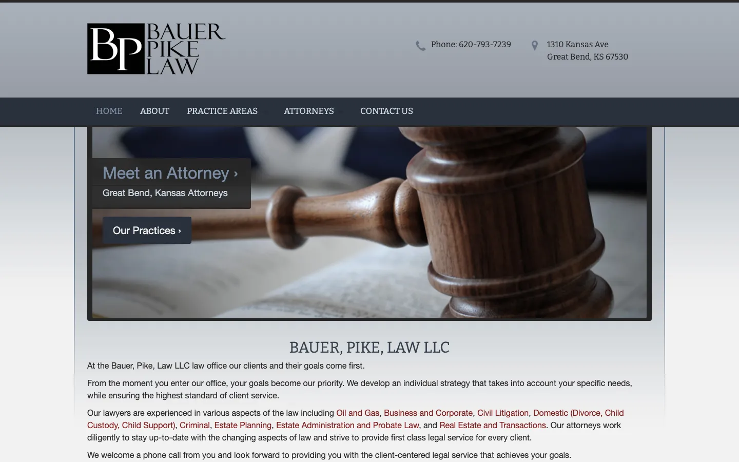 Screenshot of the Bauer, Pike, Bauer, Wary & Carroll, LLC website