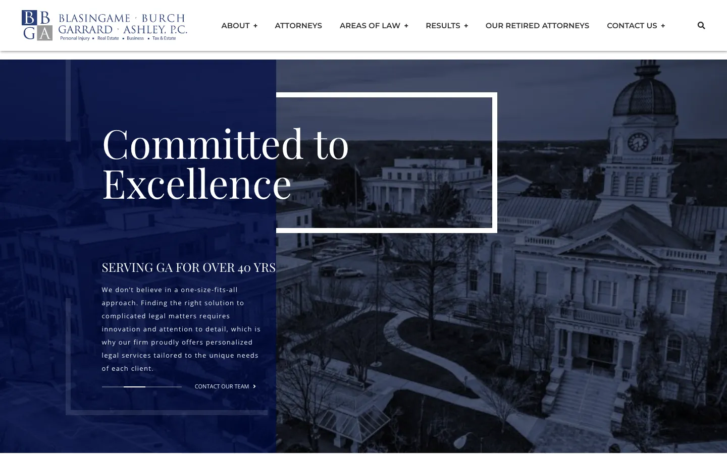 Screenshot of the Blasingame, Burch, Garrard & Ashley, P.C. website