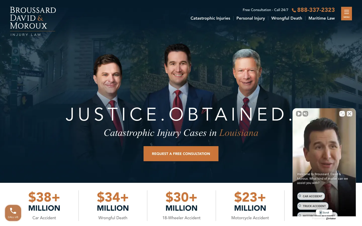 Screenshot of the Broussard, David & Moroux website