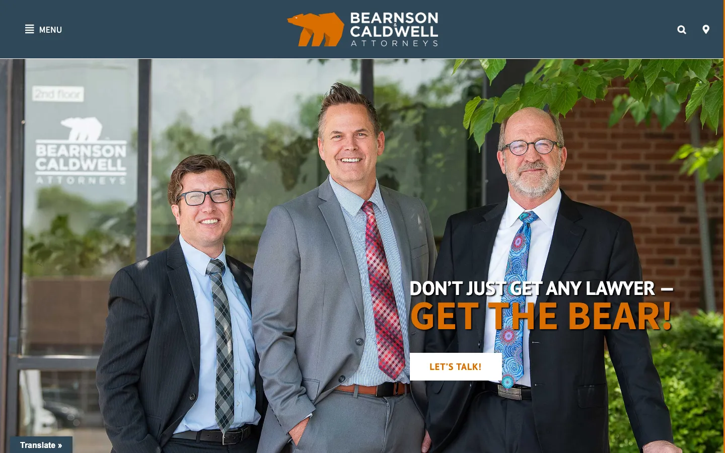 Screenshot of the Bearnson & Caldwell, LLC website