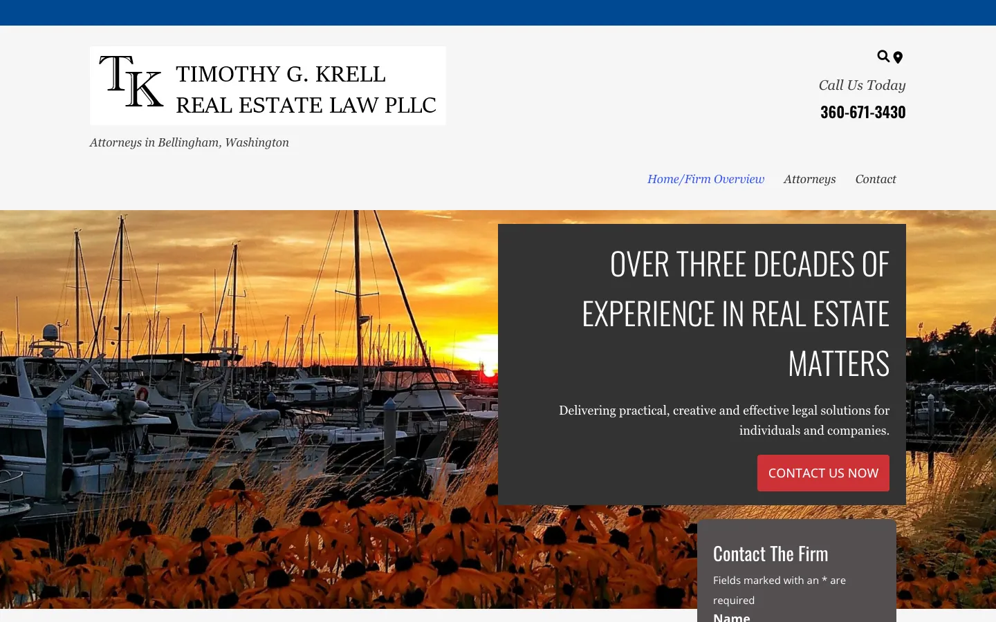 Screenshot of the Timothy G. Krell Real Estate Law PLLC website