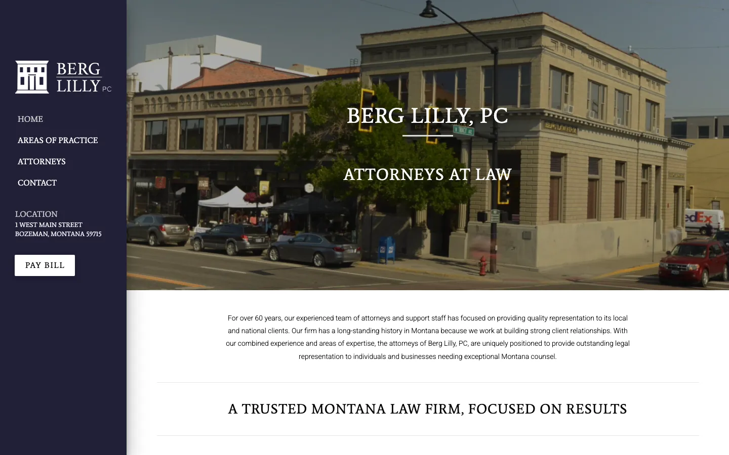 Screenshot of the Berg Lilly PC website