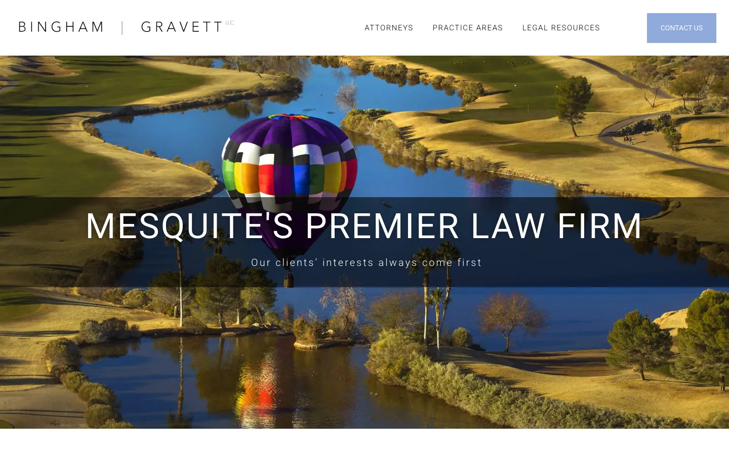 Screenshot of the Bingham | Gravett LLC website