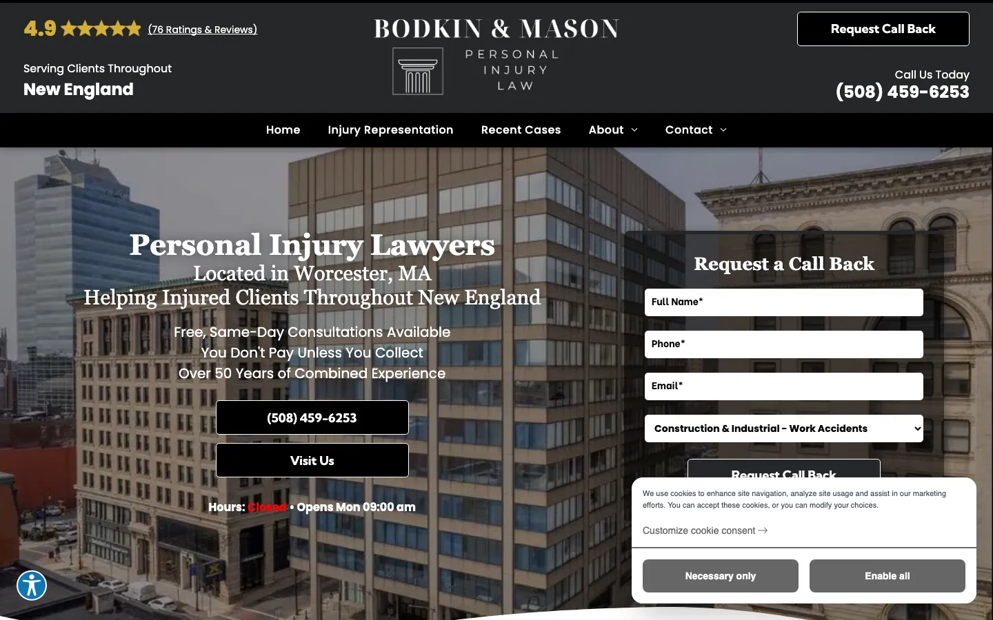Screenshot of the Bodkin & Mason, LLP website