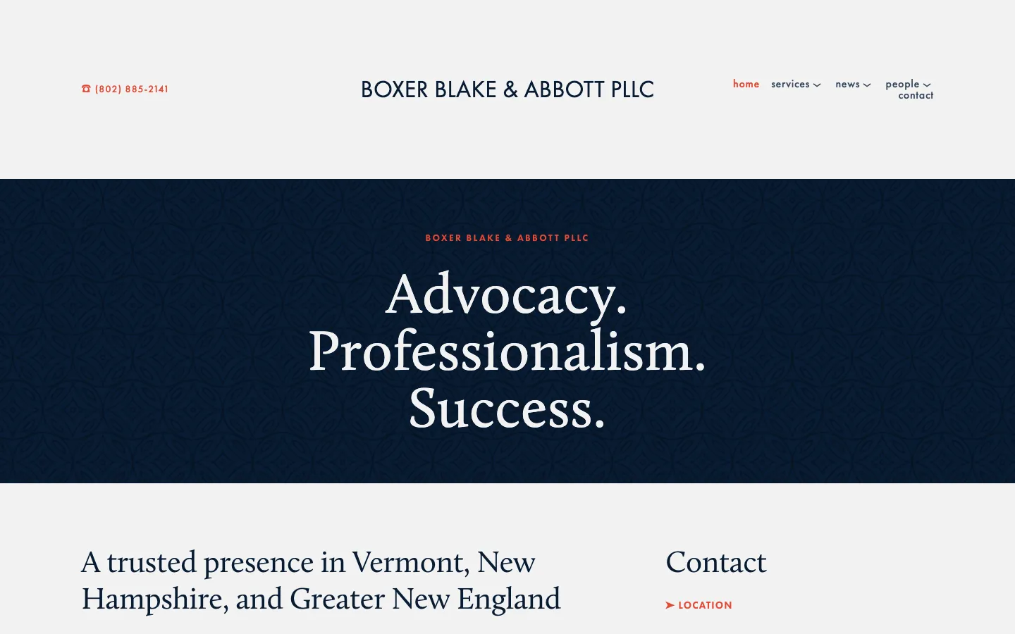 Screenshot of the Boxer Blake & Abbott PLLC website