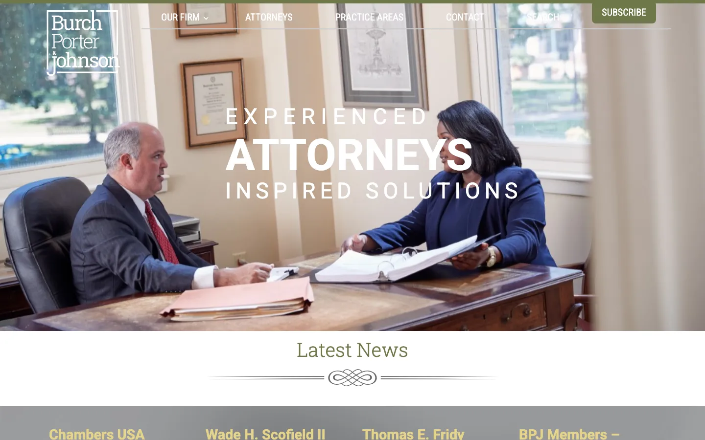 Screenshot of the Burch, Porter & Johnson, PLLC website
