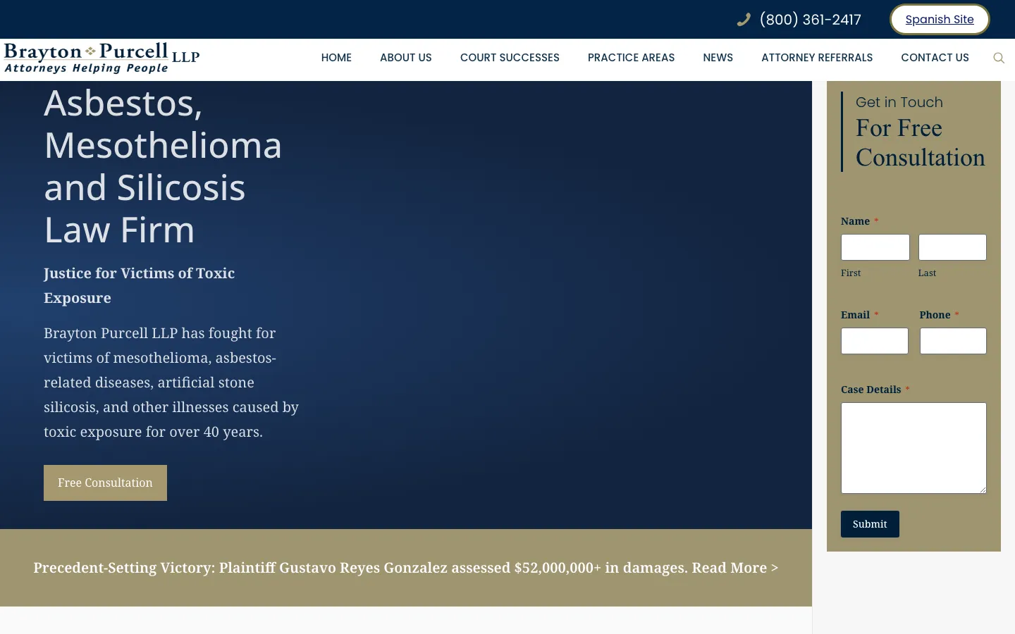 Screenshot of the Brayton Purcell LLP website