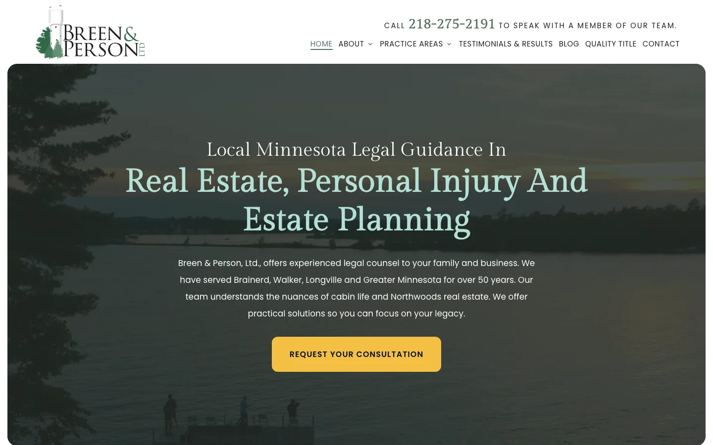 Screenshot of the Breen & Person, Ltd. website