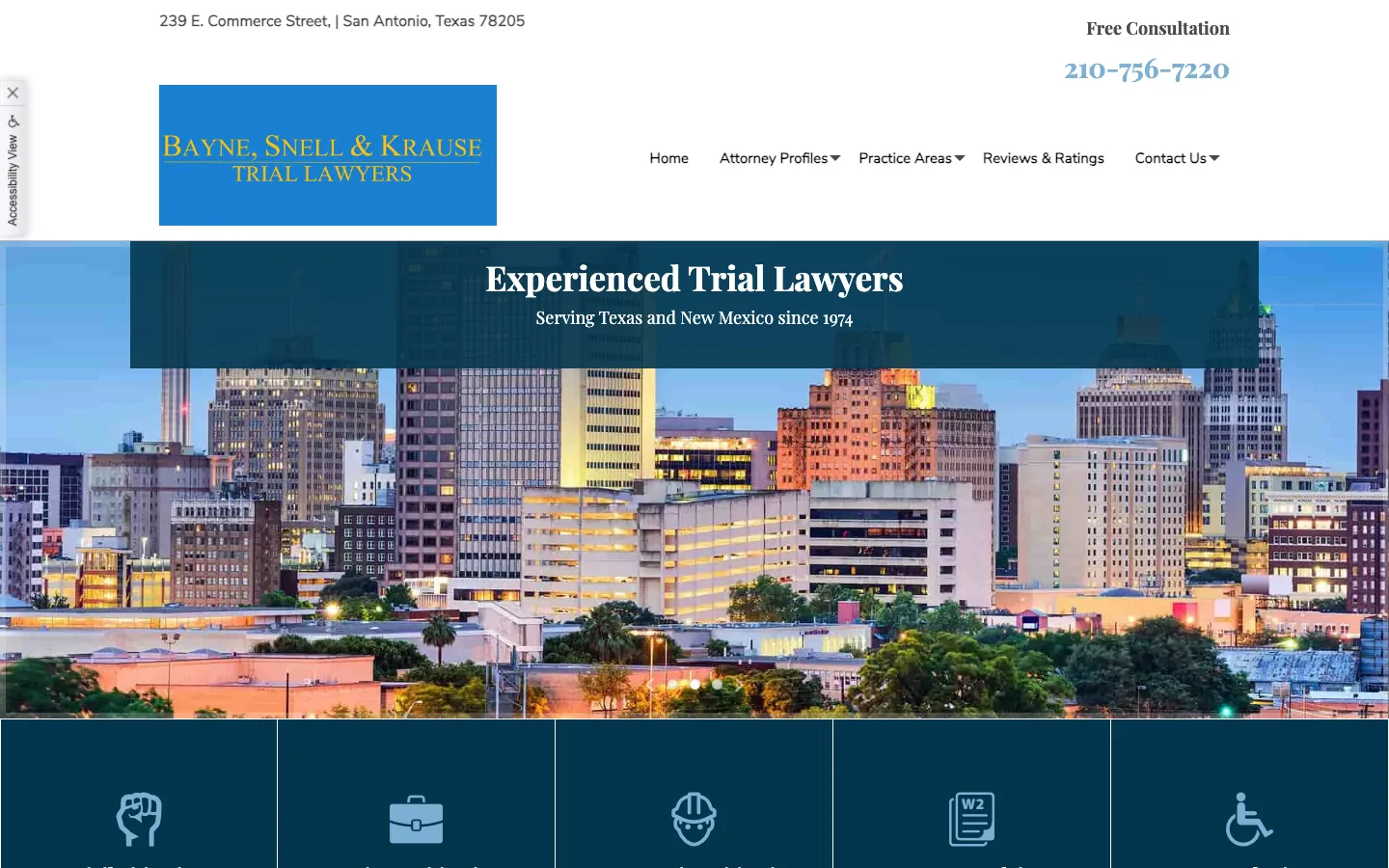 Screenshot of the Bayne, Snell and Krause website