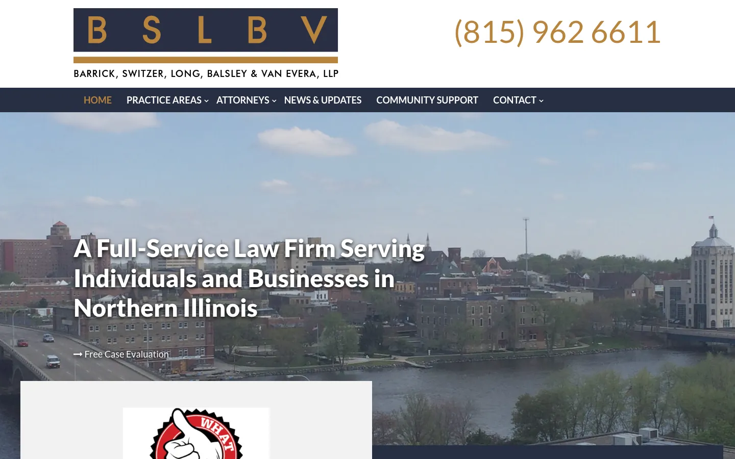 Screenshot of the Barrick, Switzer, Long, Balsley & Van Evera, LLP website