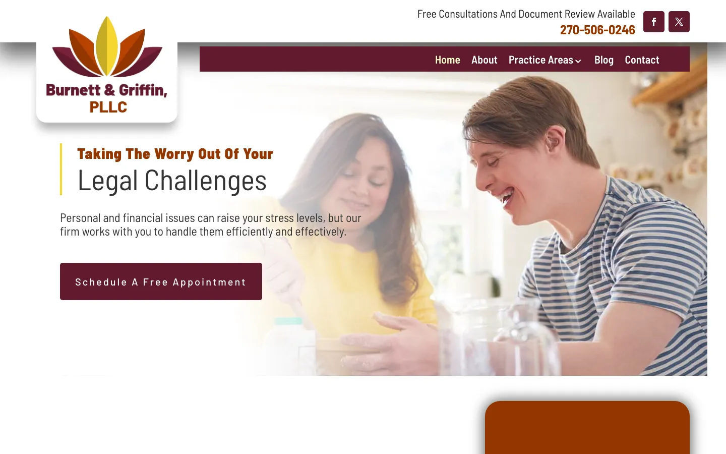 Screenshot of the Burnett & Griffin, PLLC website