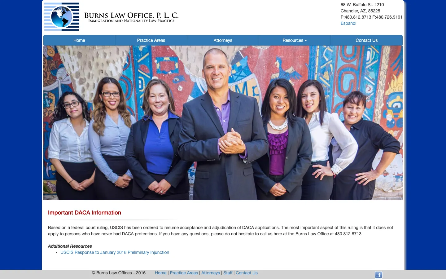 Screenshot of the Burns Law Office website