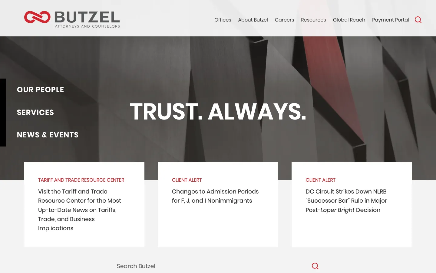Screenshot of the Butzel Long website
