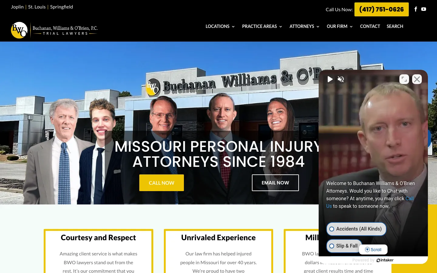 Screenshot of the Buchanan, Williams & O'Brien website