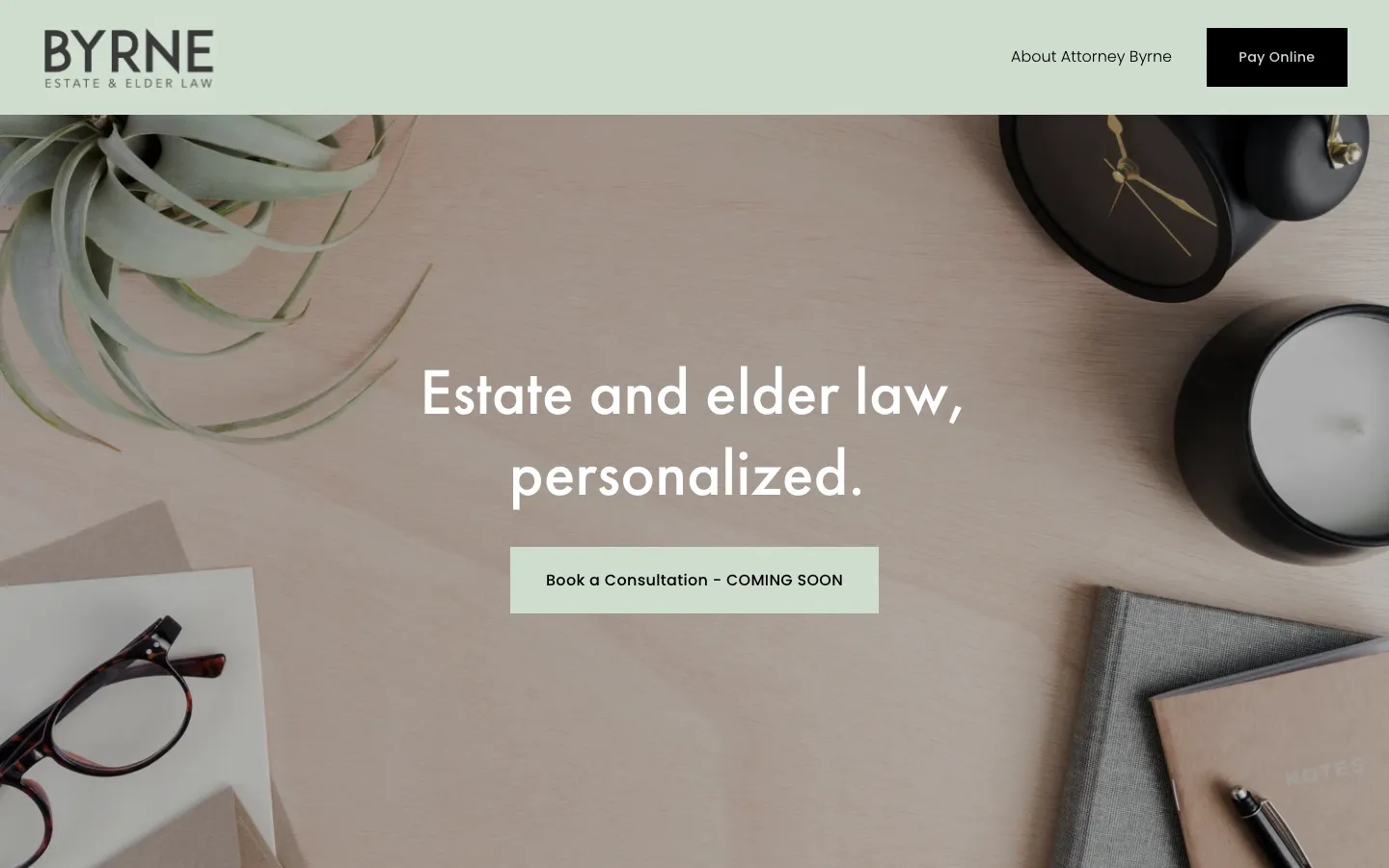 Screenshot of the Byrne Estate & Elder Law, PLLC website