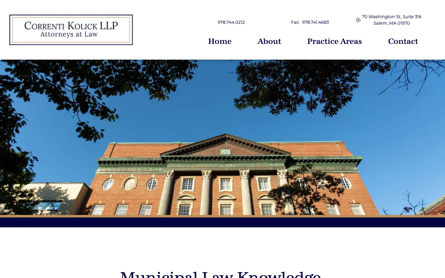 Screenshot of the Correnti Kolick LLP website