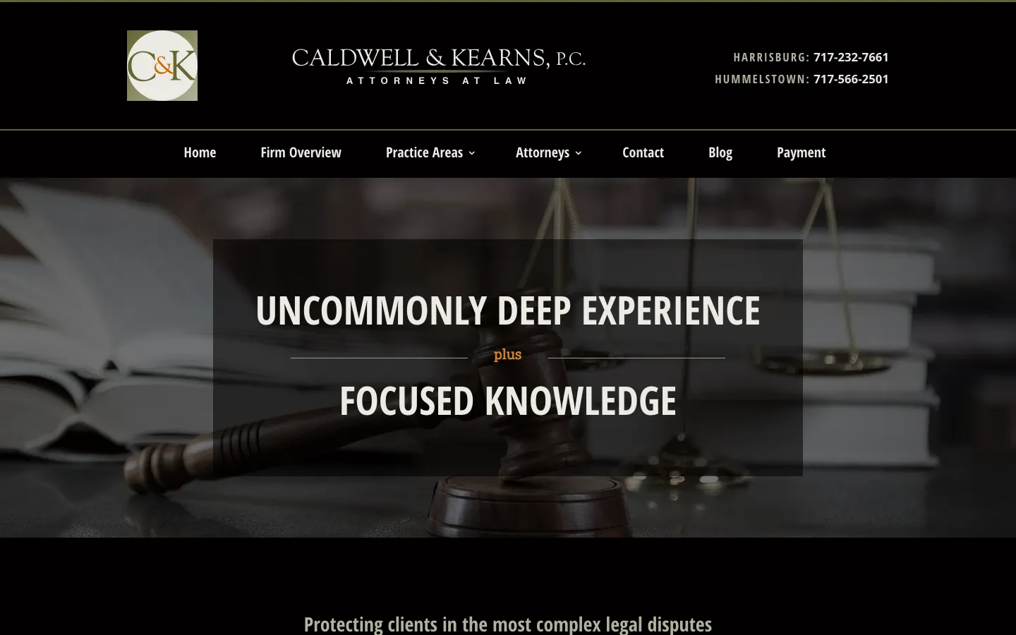 Screenshot of the Caldwell & Kearns, P.C. website