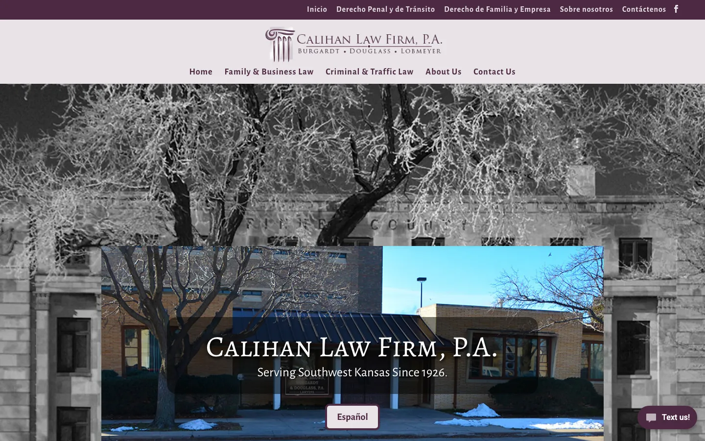 Screenshot of the Calihan Law Firm, P.A. website