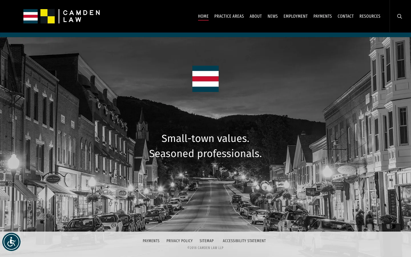 Screenshot of the Camden Law LLP website