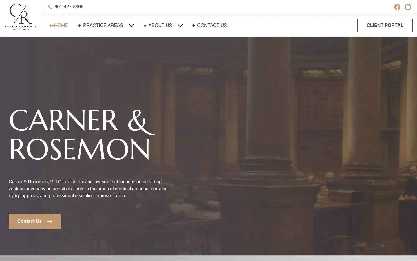 Screenshot of the Carner & Rosemon, PLLC website