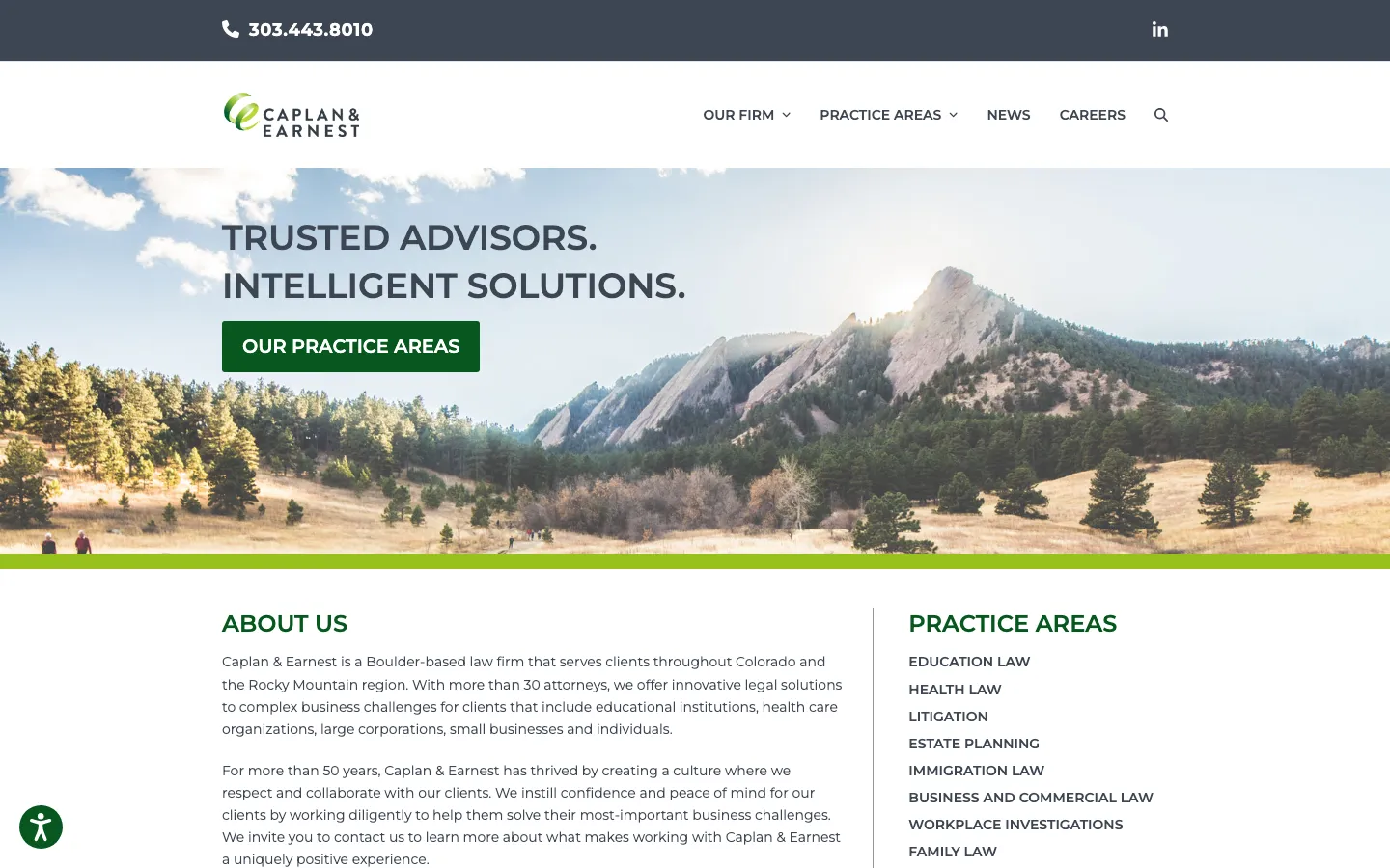 Screenshot of the Caplan & Earnest LLC website