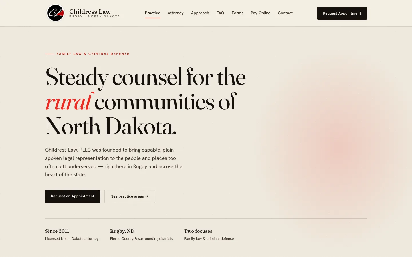 Screenshot of the Childress Law, PLLC website