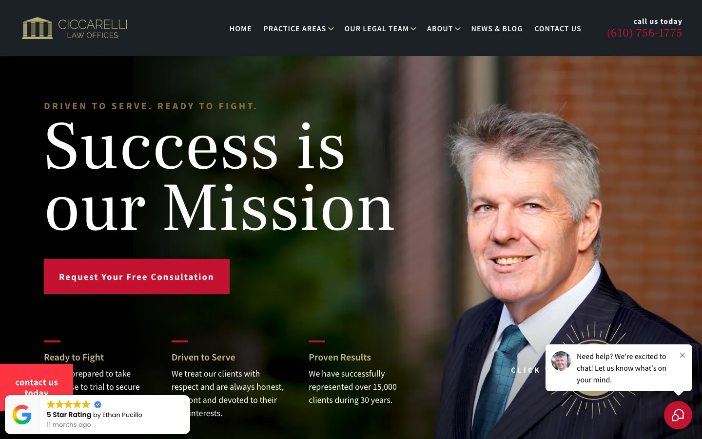 Screenshot of the Ciccarelli Law Offices website