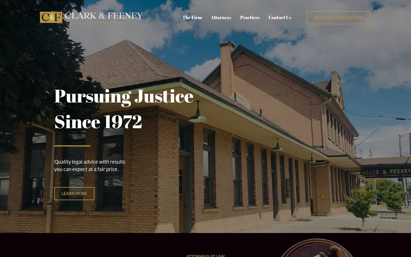 Screenshot of the Clark & Feeney, LLP website